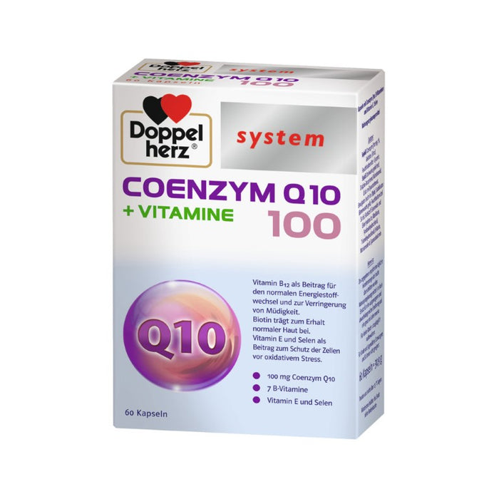 Doppelherz system Coenzym Q10 100 + Vitamine Kapseln für einen normalen Energiestoffwechsel und zur Verringerung von Müdigkeit, 60 St. Kapseln