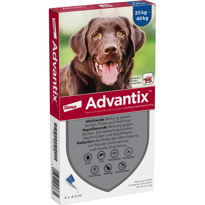 Advantix Spot-On Lösung für Hunde (25–40 kg), 4 pcs. Single dose containers
