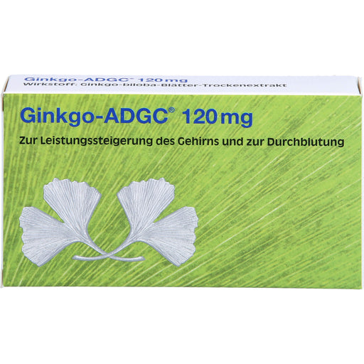 Ginkgo-ADGC 120 mg Filmtabletten zur Leistungssteigerung des Gehirns und zur Durchblutung, 20 St. Tabletten