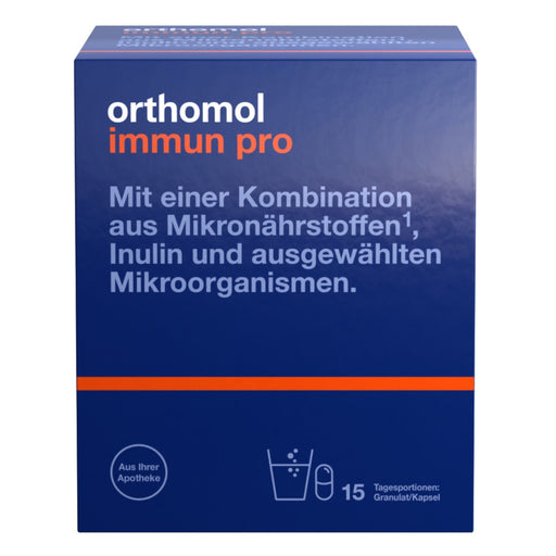 Orthomol Immun pro - Nahrungsergänzungsmittel mit Mikronährstoffen, Inulin und ausgewählten Mikroorganismen - Granulat/Kapsel, 15 St. Tagesportionen
