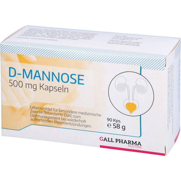 D-Mannose 500 mg GPH Kapseln zur diätetischen Behandlung von wiederholt auftretenden Blasenentzündungen, 90 pcs. Capsules