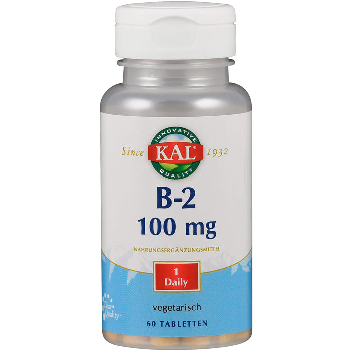 KAL Vitamin B2 Riboflavin 100 mg Tabletten, 60 pc Tablettes