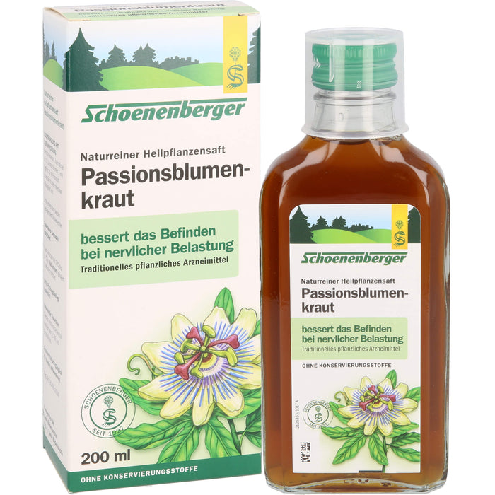 Schoenenberger naturreiner Heilpflanzensaft Passionsblumenkraut bessert das Befinden nach nervlicher Belastung, 200 ml Solution