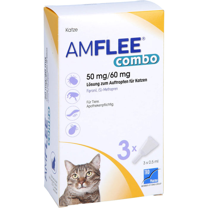 Amflee Combo 50 mg / 60 mg Lösung für Katzen gegen Flöhe, Zecken & Haarlinge, 3 St. Einzeldosisbehältnisse