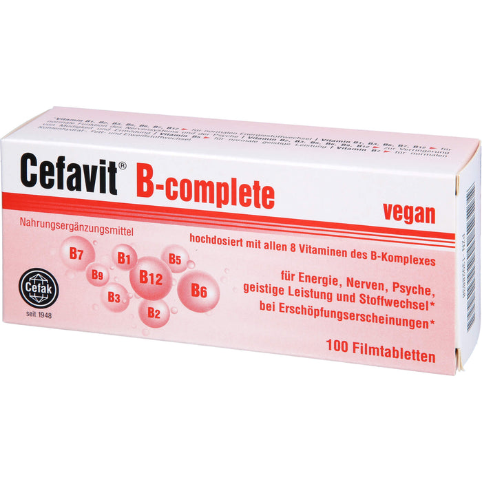 Cefavit B-complete Filmtabletten für Energie, Nerven, Psyche, geistige Leistung und Stoffwechsel, 100 pc Tablettes