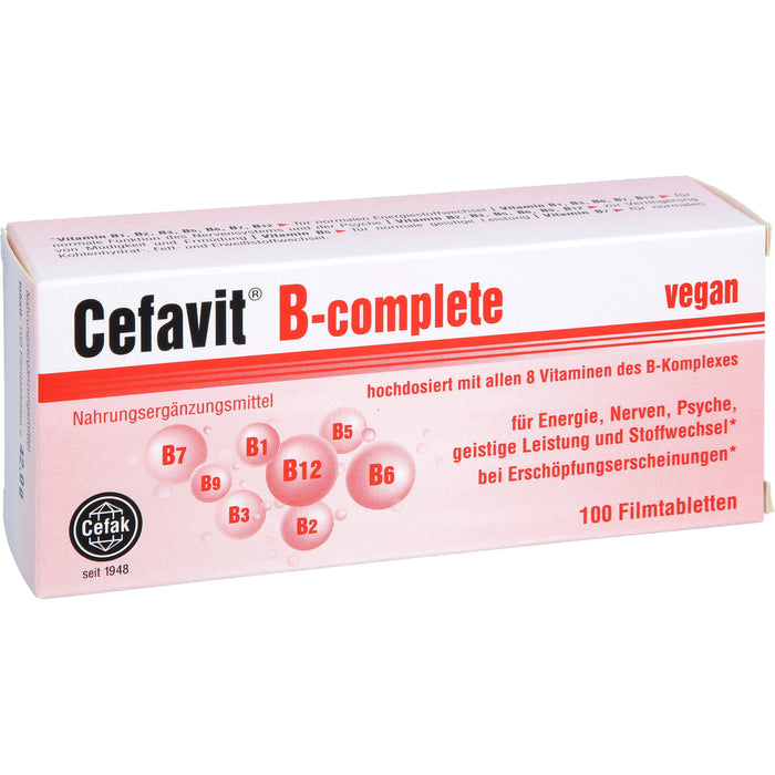 Cefavit B-complete Filmtabletten für Energie, Nerven, Psyche, geistige Leistung und Stoffwechsel, 100 pcs. Tablets