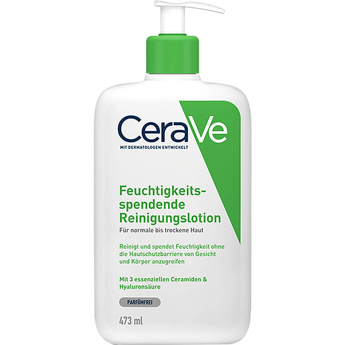 CeraVe feuchtigkeitsspendende Reinigungslotion für normale bis trockene Haut, 473 ml Lotion