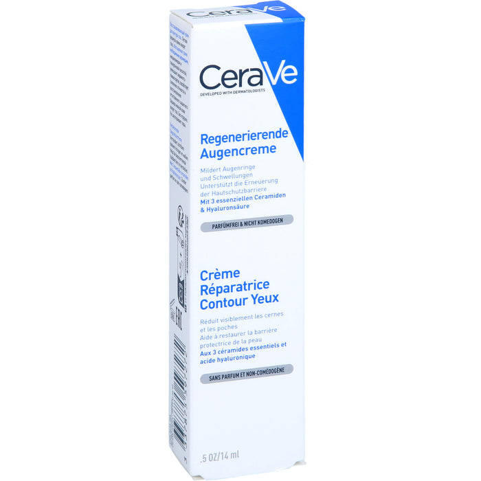 CeraVe regenerierende, feuchtigkeitsspendende Augencreme mit 3 essenziellen Ceramiden und Hyaluronsäure, 14 ml Crème