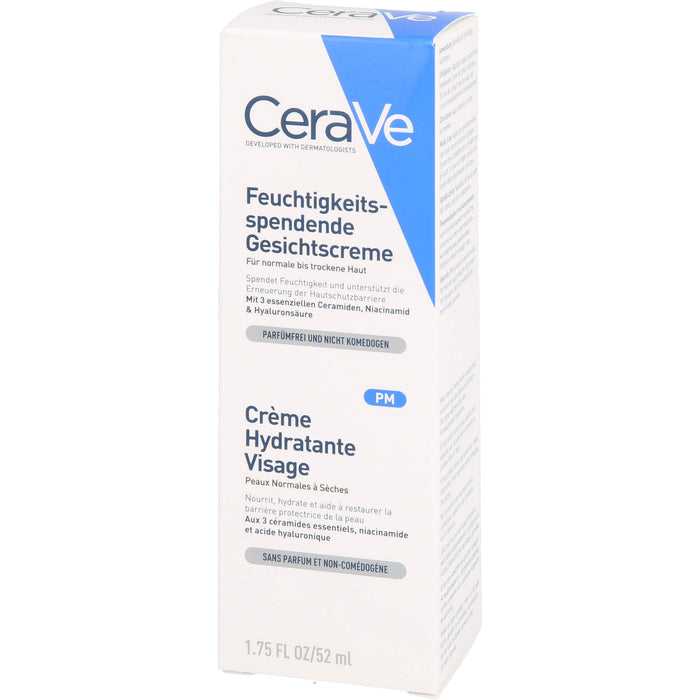 CeraVe feuchtigkeitsspendende Gesichtscreme für normale bis trockene Haut, 52 ml Creme
