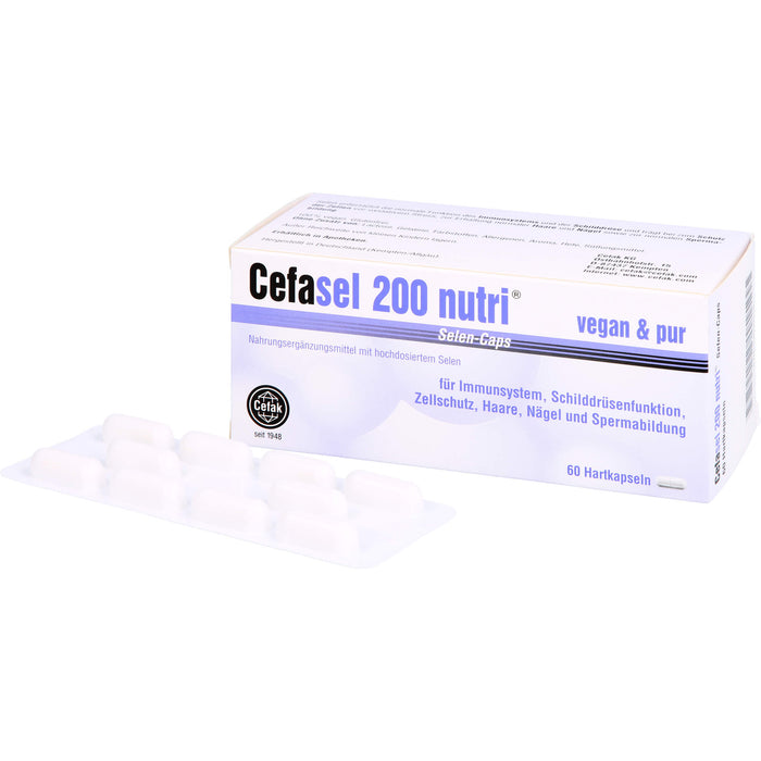Cefasel 200 nutri Selen-Caps für Immunsystem, Schilddrüsenfunktion, Zellschutz, Haare, Nägel und Spermabildung, 60 St. Kapseln