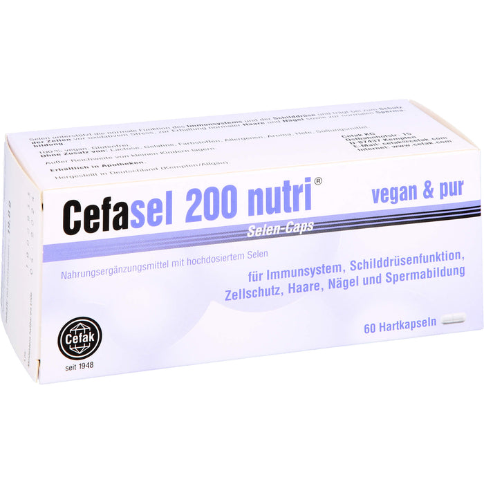 Cefasel 200 nutri Selen-Caps für Immunsystem, Schilddrüsenfunktion, Zellschutz, Haare, Nägel und Spermabildung, 60 St. Kapseln