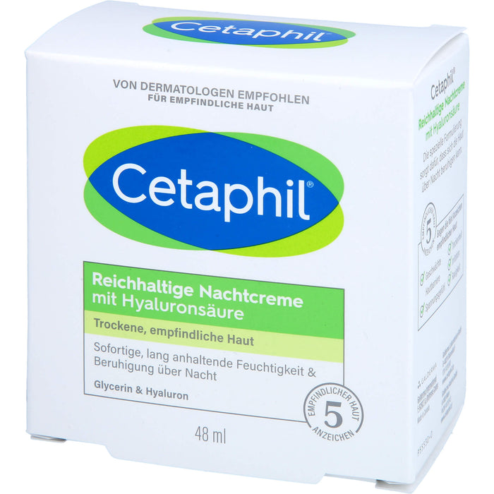 Cetaphil reichhaltige Nachtcreme mit Hyaluronsäure, 48 g Cream