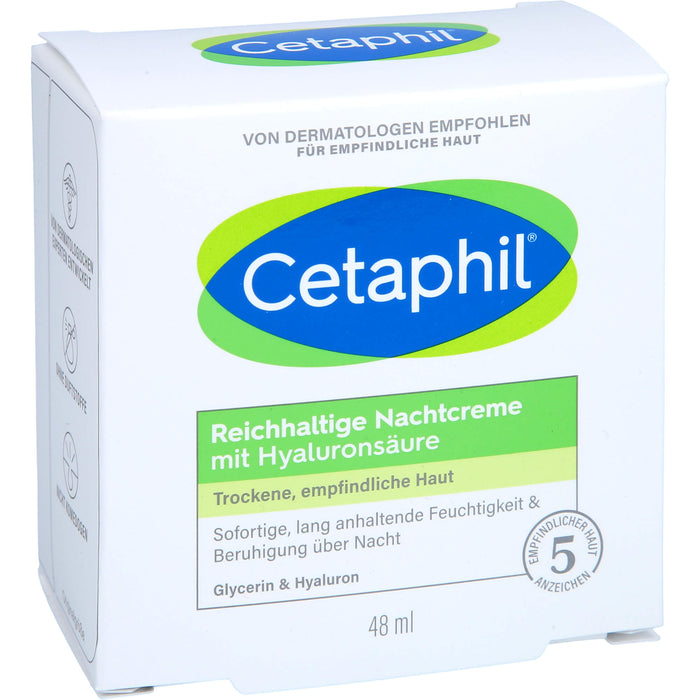Cetaphil reichhaltige Nachtcreme mit Hyaluronsäure, 48 g Creme