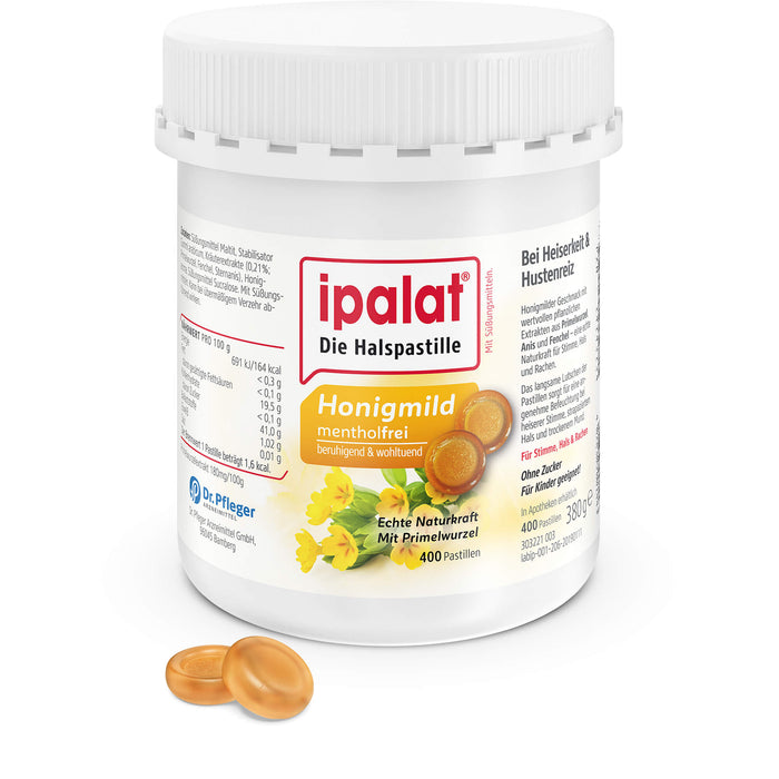 Ipalat honigmild o. Menthol zuckerfrei, 400 St. Pastillen