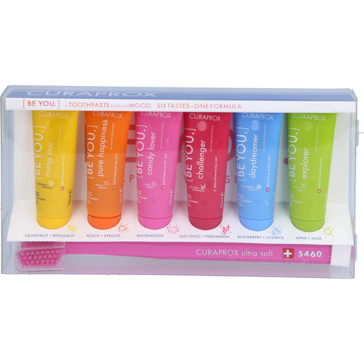 Curaprox Be You MIX Set 6 Zahnpasten 1 Zahnbürste, 6X10 ml 