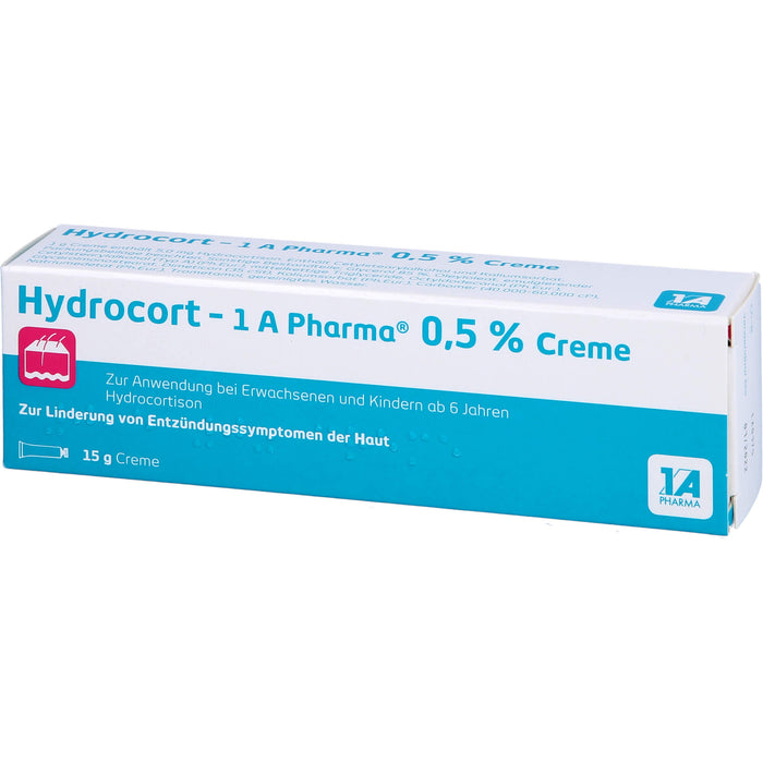 1A Pharma Hydrocort 0,5% Creme zur Linderung von mäßig ausgeprägten entzündlichen Hauterkrankungen, 15 g Crème
