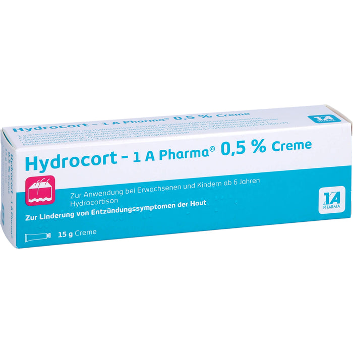 1A Pharma Hydrocort 0,5% Creme zur Linderung von mäßig ausgeprägten entzündlichen Hauterkrankungen, 15 g Crème