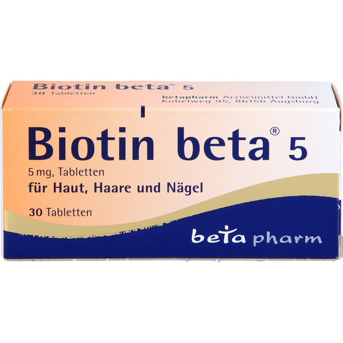 Biotin beta 5 mg Tabletten für Haut, Haare und Nägel, 30 St. Tabletten