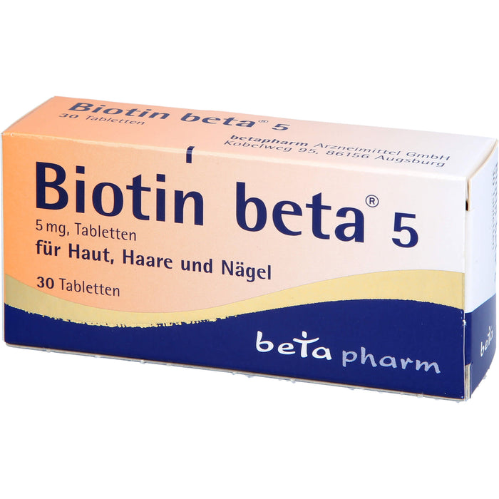 Biotin beta 5 mg Tabletten für Haut, Haare und Nägel, 30 pcs. Tablets