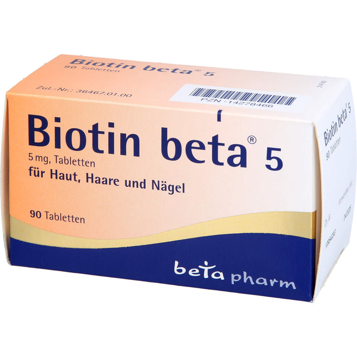 Betapharm Biotin 5 mg Tabletten für Haut, Haare und Nägel, 90 pcs. Tablets