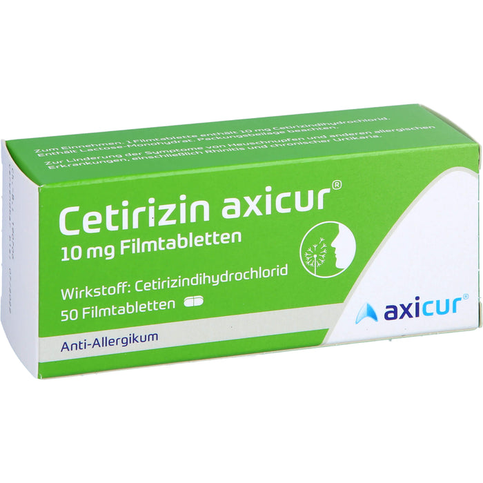 Cetirizin axicur 10 mg Filmtabletten Anti-Allergikum, 50 St. Tabletten