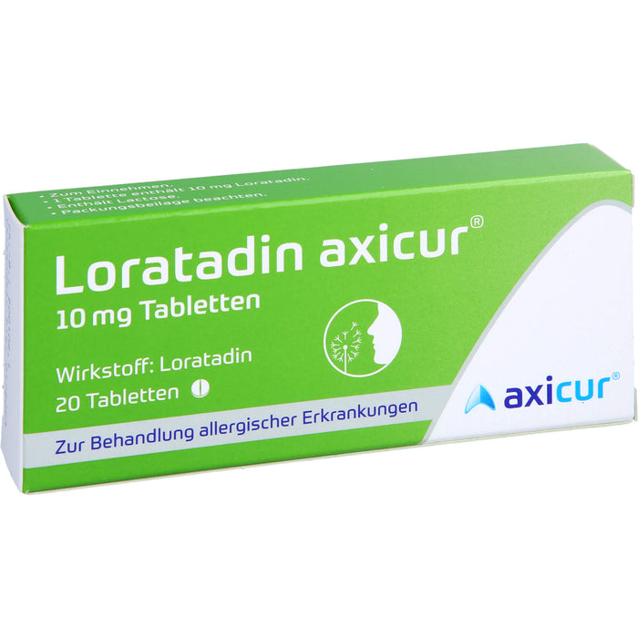 Loratadin axicur 10 mg Tabletten bei allergischen Erkrankungen, 20 pc Tablettes