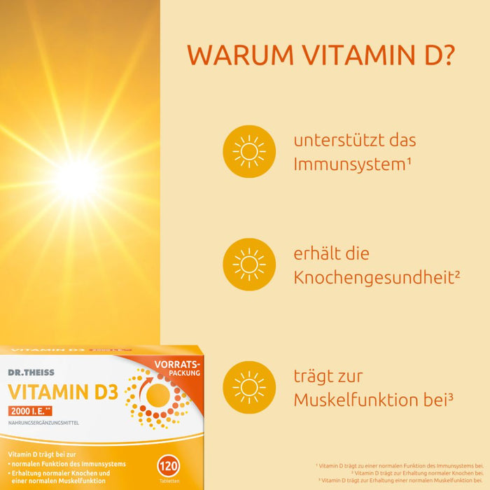 Dr. THEISS Vitamin D3 2000 I.E., 120 pcs. Tablets