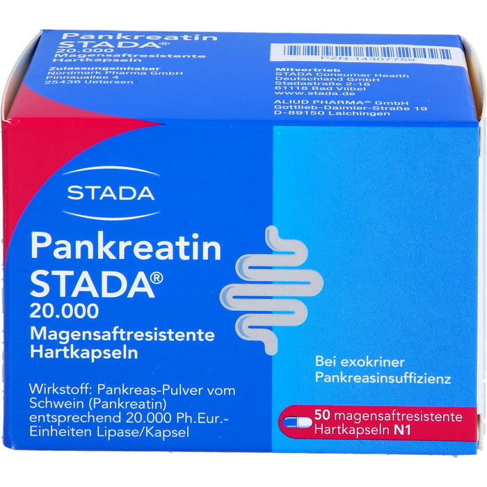 Pankreatin STADA 20.000 Hartkapseln bei exokriner Pankreasinsuffizienz, 50 St. Kapseln