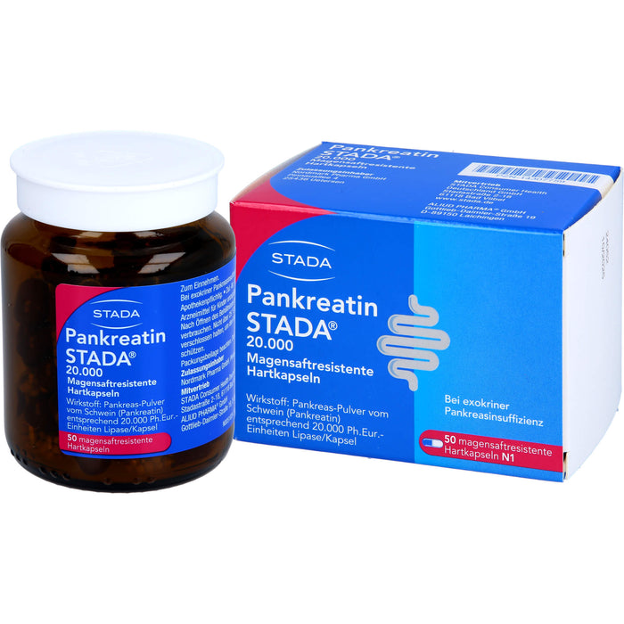Pankreatin STADA 20.000 Hartkapseln bei exokriner Pankreasinsuffizienz, 50 pcs. Capsules
