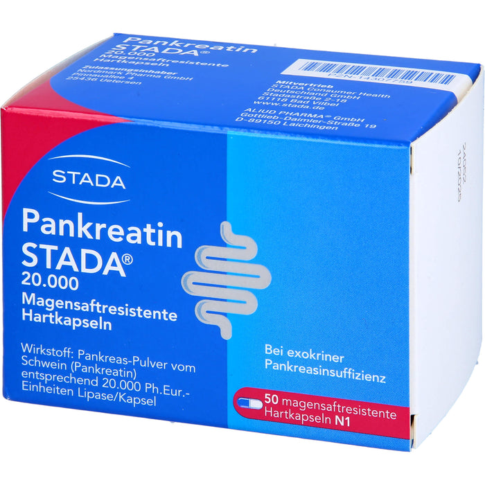 Pankreatin STADA 20.000 Hartkapseln bei exokriner Pankreasinsuffizienz, 50 pcs. Capsules