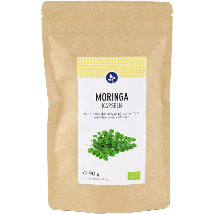Moringa 400 mg Kapseln Bio natürliches Eisen und Vitamine, 180 St. Kapseln
