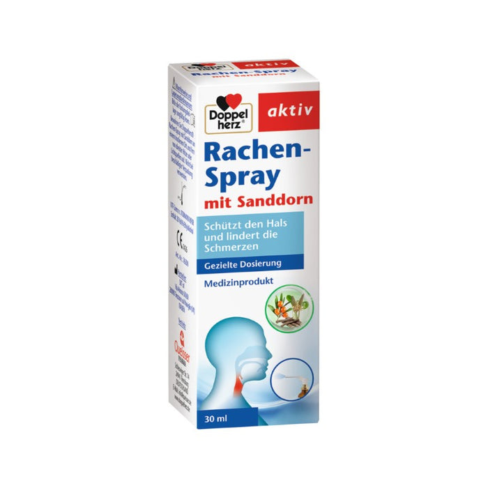 Doppelherz aktiv Rachen-Spray mit Sanddorn schützt den Hals und lindert die Schmerzen, 30 ml Lösung