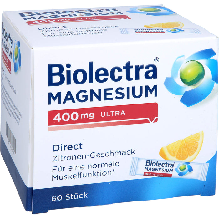 Biolectra MAGNESIUM 400 mg ultra Direct Zitrone, 60 pcs. Sachets