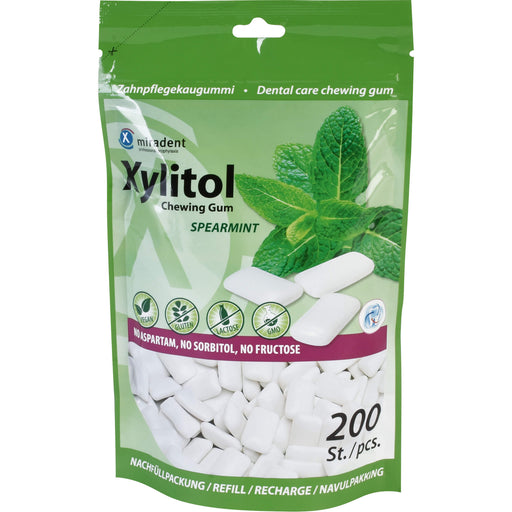 Miradent Xylitol Chewing Gum Spearmint Refill, 200 St. Kaugummi