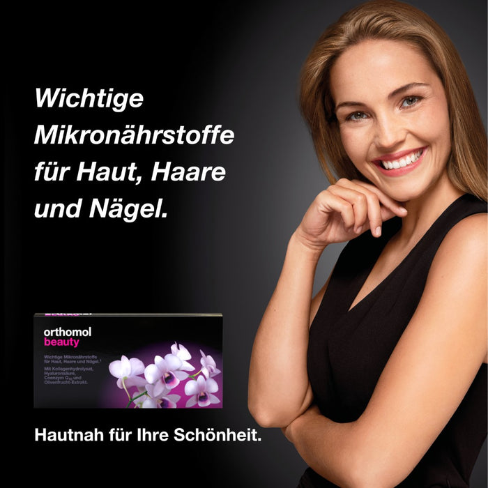Orthomol Beauty für Frauen - Mikronährstoffe für Haut, Haare und Nägel - mit Hyaluronsäure, Kollagen und Coenzym Q10, 7 ml Tagesportionen