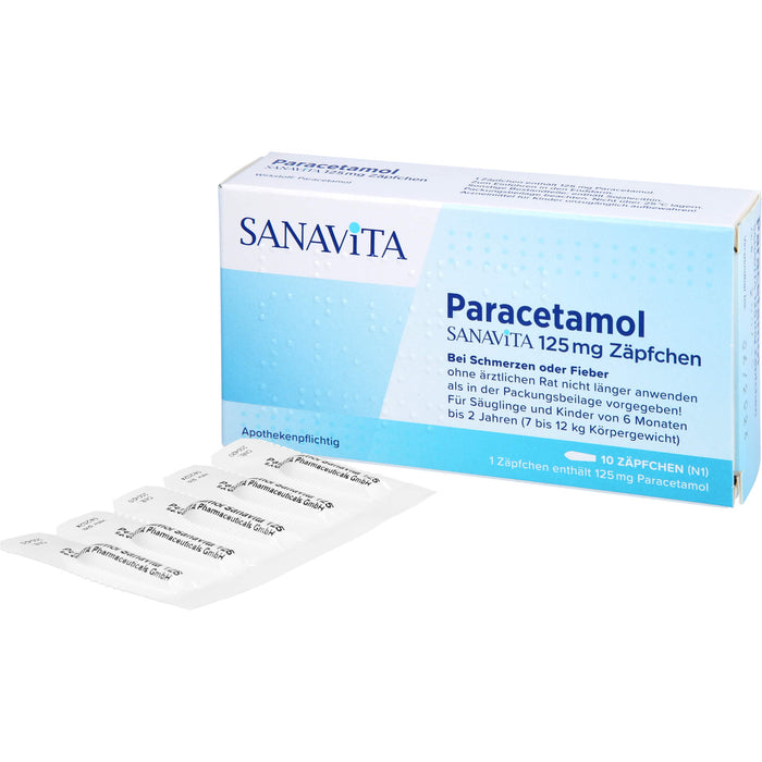 Paracetamol SANAVITA 125 mg Zäpfchen, 10 pcs. Suppositories