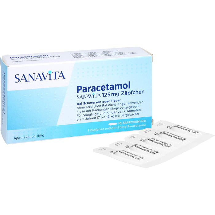 Paracetamol SANAVITA 125 mg Zäpfchen, 10 pcs. Suppositories