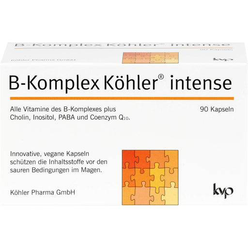 B-Komplex Köhler intense Kapseln schützt die Inhaltsstoffe vor den sauren Bedingungen im Magen, 90 St. Kapseln