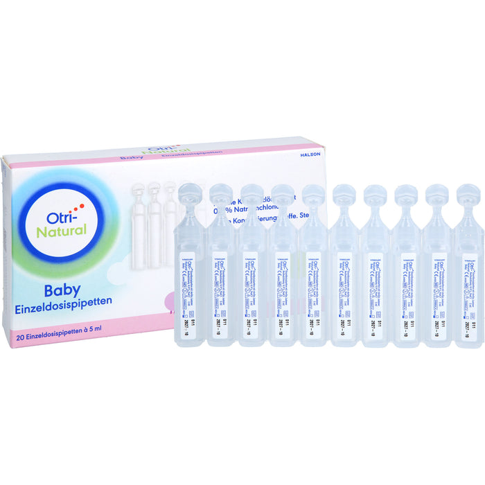 Otri-Natural Baby Einzeldosispipetten isotone Kochsalzlösung mit 0,9% Natriumchlorid, 20 pc Pipettes à dose unique