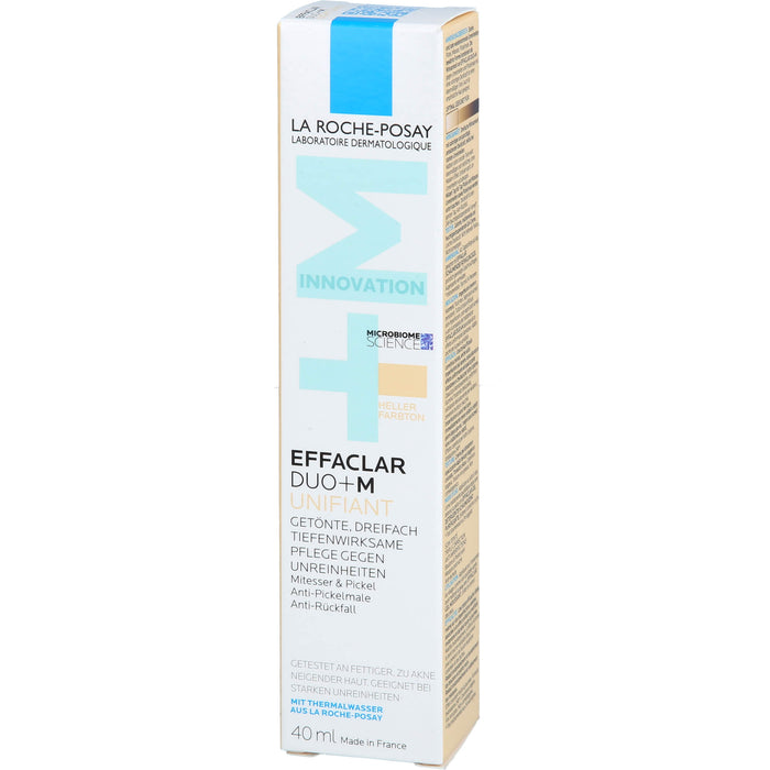 La Roche-Posay Effaclar Duo+M Unifiant getönte, dreifach tiefenwirksame Pflege gegen Unreinheiten heller Farbton, 40 ml Cream