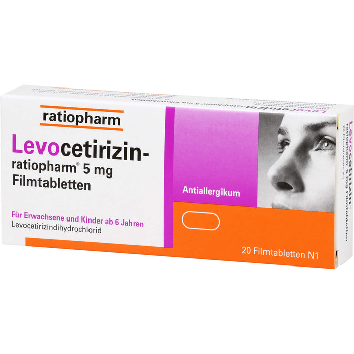 Levocetirizin-ratiopharm 5 mg Filmtabletten Antiallergikum, 20 pcs. Tablets
