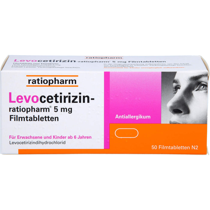 Levocetirizin-ratiopharm 5 mg Filmtabletten Antiallergikum, 50 pc Tablettes
