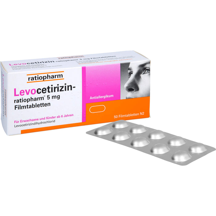 Levocetirizin-ratiopharm 5 mg Filmtabletten Antiallergikum, 50 pc Tablettes
