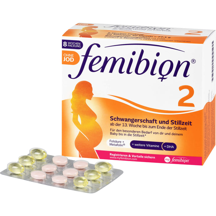 Femibion 2 Schwangerschaft und Stillzeit ohne Jod Tabletten und Kapseln, 60 pcs. Daily portions