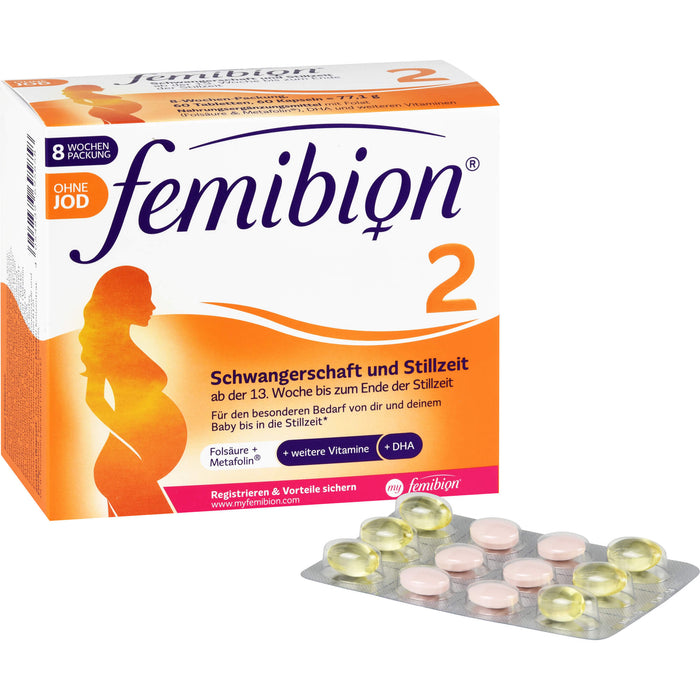 Femibion 2 Schwangerschaft und Stillzeit ohne Jod Tabletten und Kapseln, 60 pcs. Daily portions