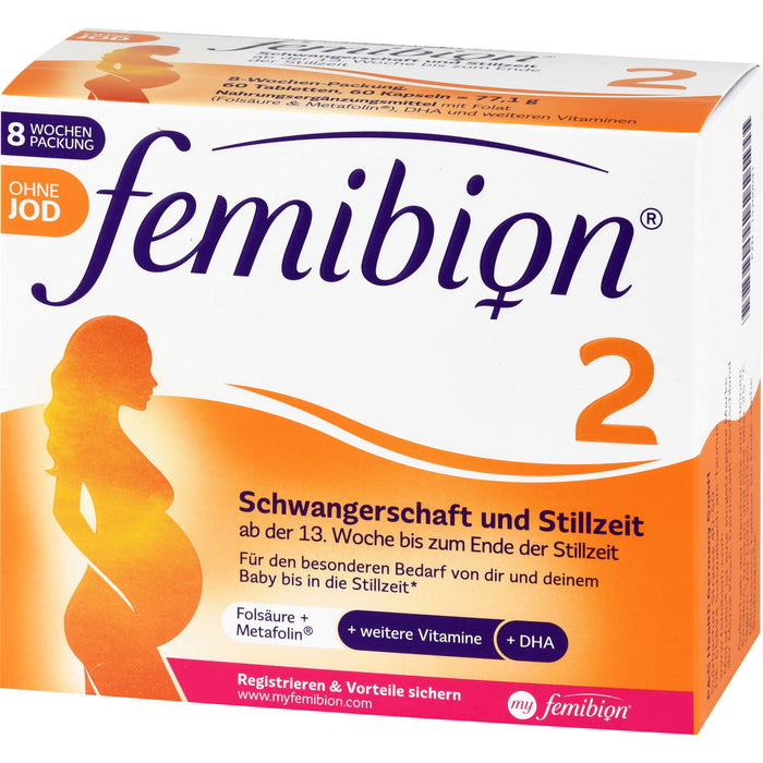 Femibion 2 Schwangerschaft und Stillzeit ohne Jod Tabletten und Kapseln, 60 pcs. Daily portions