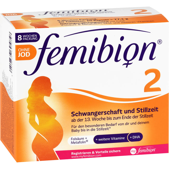 Femibion 2 Schwangerschaft und Stillzeit ohne Jod Tabletten und Kapseln, 60 pcs. Daily portions