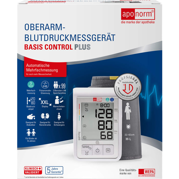 Aponorm Blutdruck Messgerät Basis C. Plus Oberarm, 1 St 