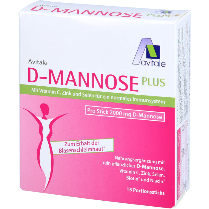 Avitale 2000 mg D-Mannose Portionssticks zum Erhalt der Blasenschleimhaut, 15 pc Sachets