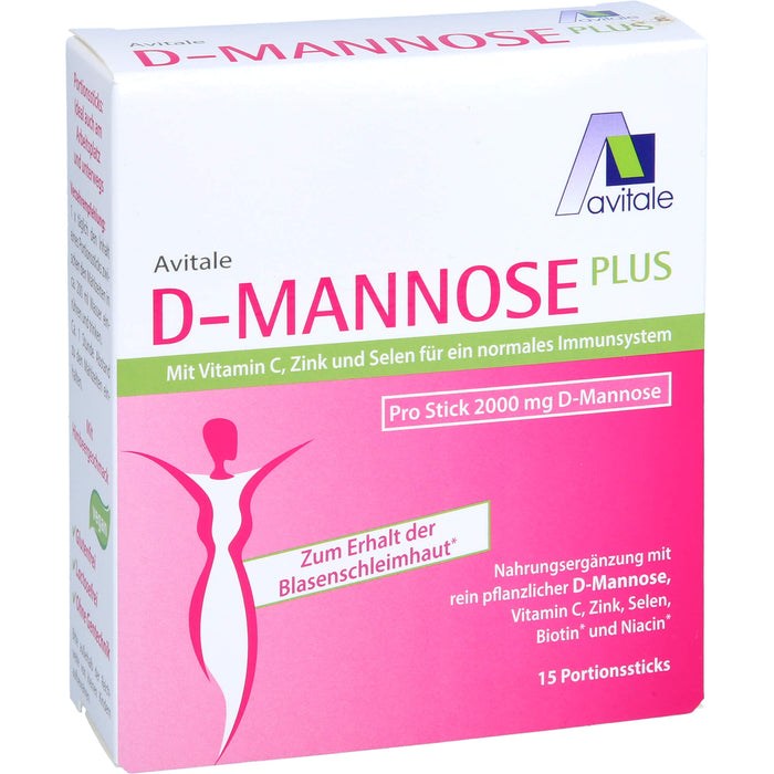 Avitale 2000 mg D-Mannose Portionssticks zum Erhalt der Blasenschleimhaut, 15 St. Beutel